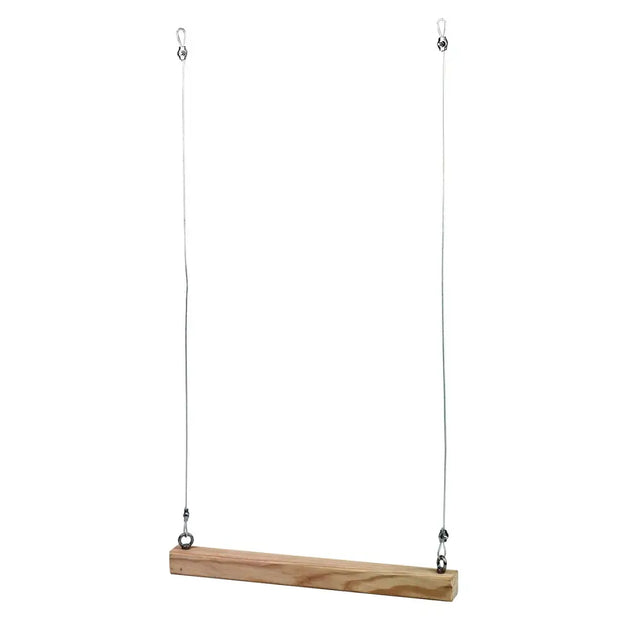 Simple gaun chicken swing natural wood with metal cables and natural wood finish for outdoor use
