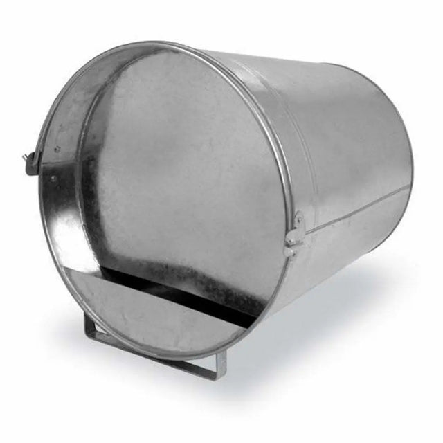 Silver gaun galvanized bucket drinker with foot pedal and side handle for easy use as a weather bucket drinker