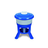 Blue plastic collapsible laundry tub with white handle and gray interior from gaun imperial drinkers blue series