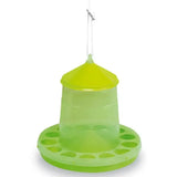 Bright lime green gaun poultry feeder plastic with conical top and circular base durable plastic feeder with slots