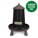 Black and brown gaun poultry feeder plastic made from recycled plastic range with conical top and three sturdy legs