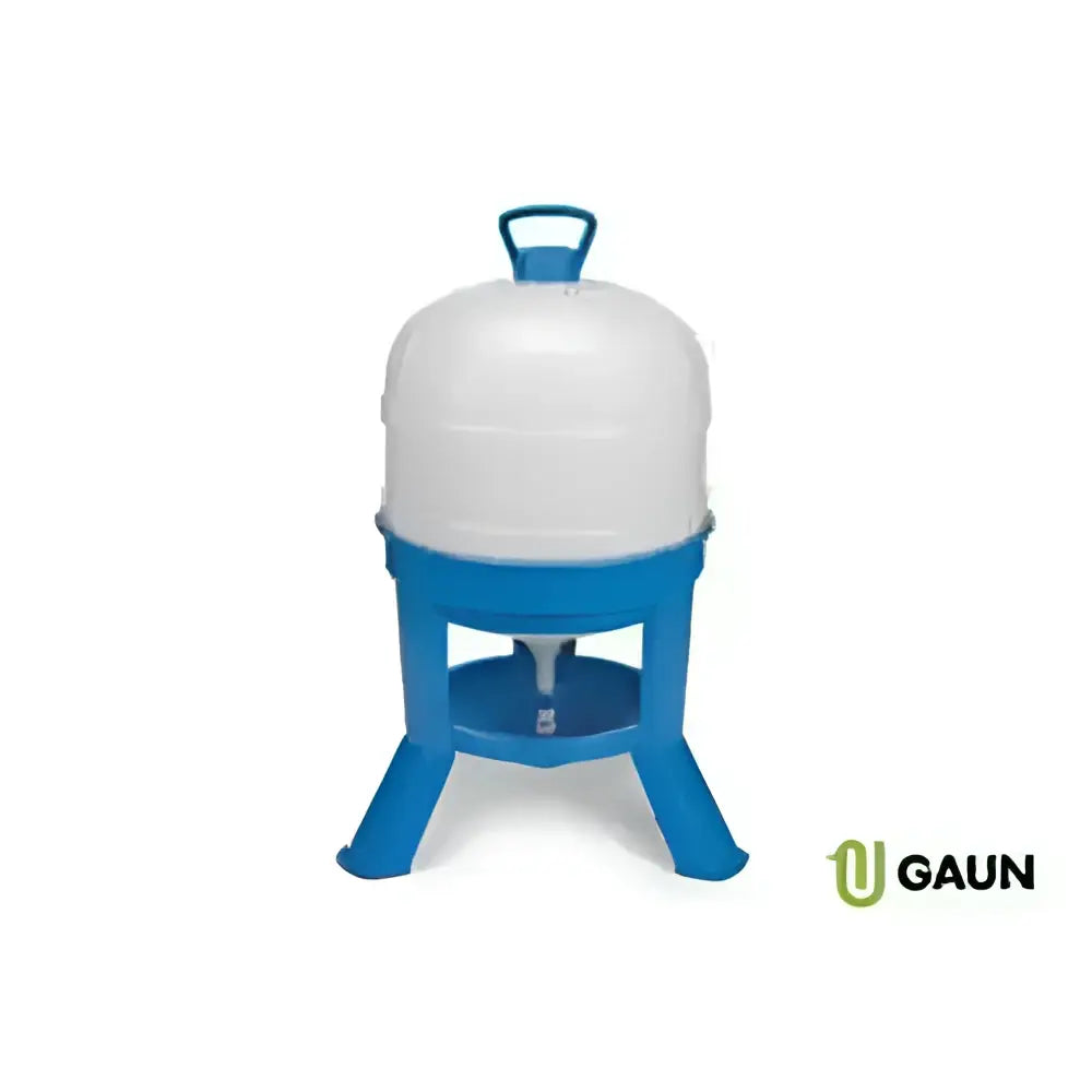 Blue plastic gaun siphon drinker with white dome top and handle siphon drinker robust top-fill drinker makes easy use