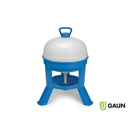 Blue and white plastic gaun siphon drinker with dome top and handle is a robust top-fill drinker makes poultry feeding easy