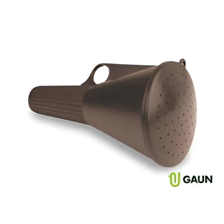Brown metal gaun sulphur duster funnel with perforated base and handle for applying dusting powders
