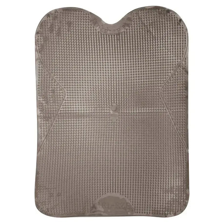 Gray textured bath mat with waffle pattern and reinforced edges for gel-eze non-slip saddle and superb impact absorption