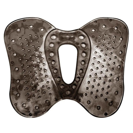 Dark gray textured plastic gel-eze super wither pad with central cutout and circular indentations for impact absorbing properties