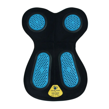Black and blue gelee fish saddle gel foot massage pad with perforated circular pads for pressure points