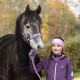 Purple and white chevron pattern horse halter with matching lead rope for giddy up gymkhana zip jacket by little rider