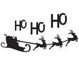 Black silhouette glamourati horse stencils christmas wall decal featuring santa in sleigh with reindeer and ho ho ho text