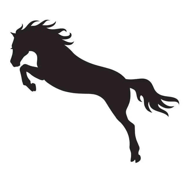 Black silhouette of glamourati horse stencils jumping horse showing a rearing horse design perfect for crafts