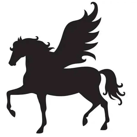 Black silhouette winged horse stencil from glamourati horse stencils pegasus perfect for creative projects