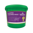 Green plastic tub of global herbs chopped liquorice root 1kg with herbs chopped liquorice for natural use