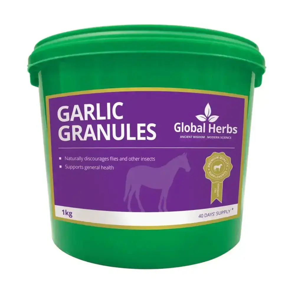 Green plastic bucket of global herbs garlic granules 1kg with premium quality garlic for cooking use