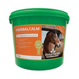 Green plastic bucket of global herbs herbalcalm 1kg magnesium-free herbal supplement with holy basil and winter cherry for horses
