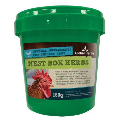 Green plastic container of global herbs poultry nest box herbs 150g for herbs poultry nest use