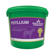 Green plastic bucket of global herbs psyllium supplement 1kg net weight for gut balancers and horses bowels clear