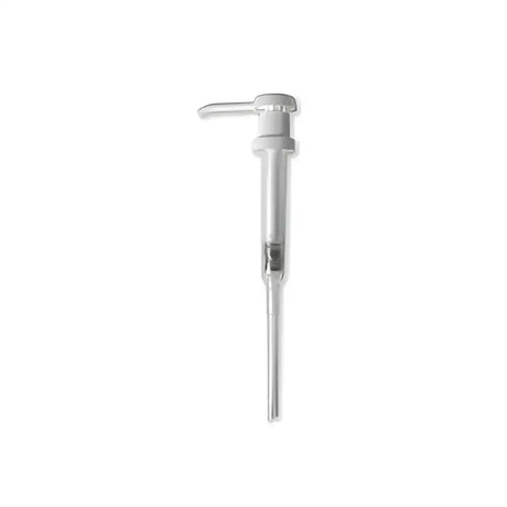 White plastic liquid dispenser with sleek minimalist design and long slender spout for global herbs pump accurate 25ml dose