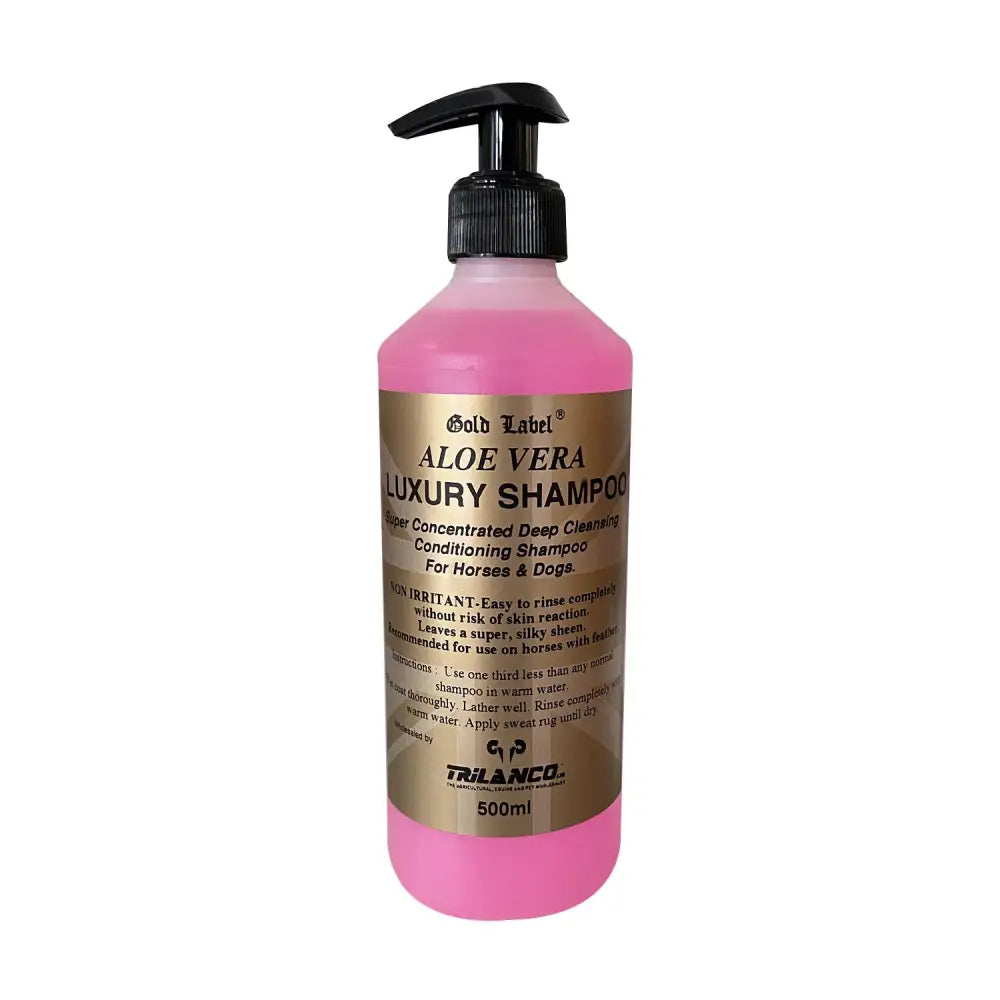 Pink gold label aloe vera luxury shampoo super concentrated 500ml bottle with black pump dispenser