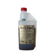 A 1 liter transparent plastic bottle with red cap and beige gold label bute free containing dark liquid for horses and ponies