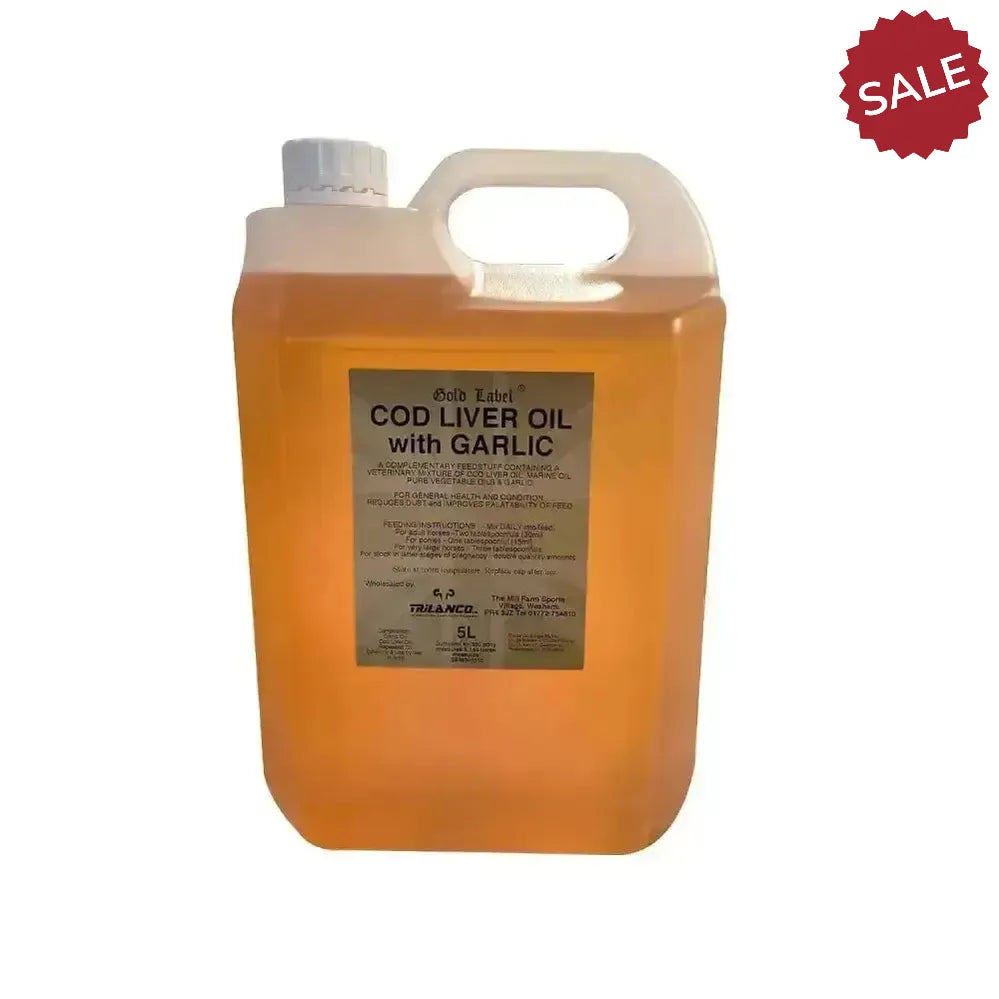 Gold Label Cod Liver Oil With Garlic 5 Litre Horse Supplements