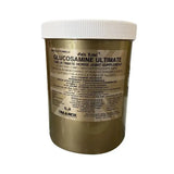 Gold label glucosamine ultimate horse joint supplement in a translucent amber container with white screw-top lid alternative formulation
