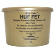 Gold label huffet hoof grease in a 1l matte tan tub with german formula aloe vera for strong healthy hooves