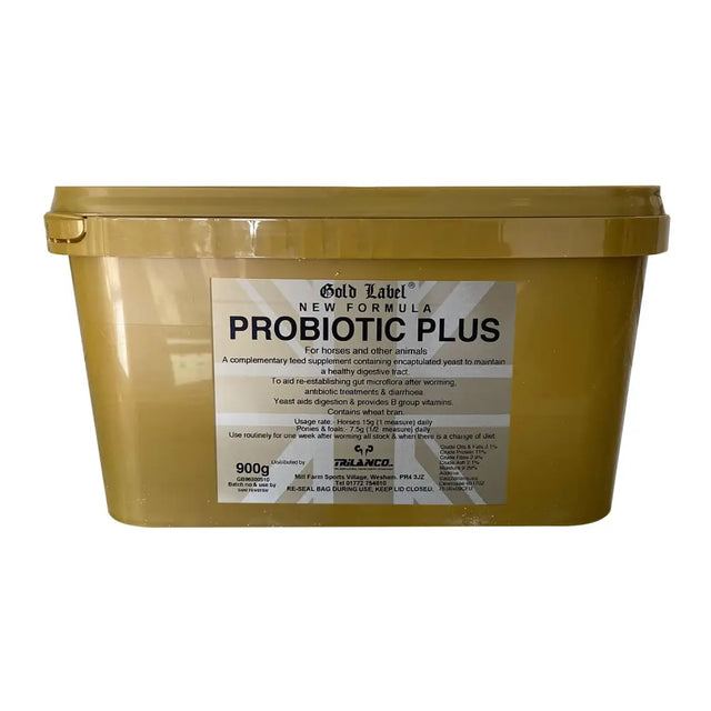Gold label probiotic plus 900g gold plastic container with biosprint live yeast for gut-friendly bacteria in horses