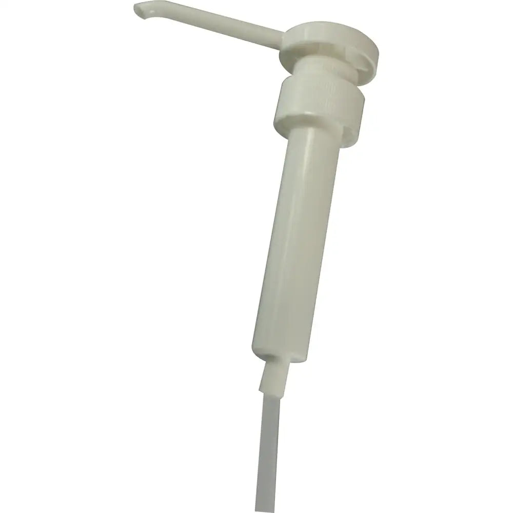 White plastic gold label pump with curved handle for 5lt containers gld ideal for horse grooming use