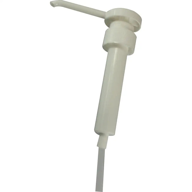 White plastic gold label pump with curved handle for 5lt containers gld ideal for horse grooming use