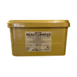 Yellow plastic container of gold label ready linseed 3kg straight feed for horses and ponies