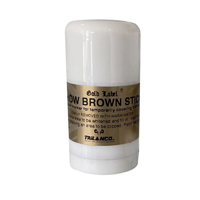 White cylindrical gold label brown stick by trilanco for applying color on small areas