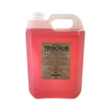 Pink 5l plastic jug of gold label triscrub antibacterial skin cleanser and surgical scrub for hygiene use