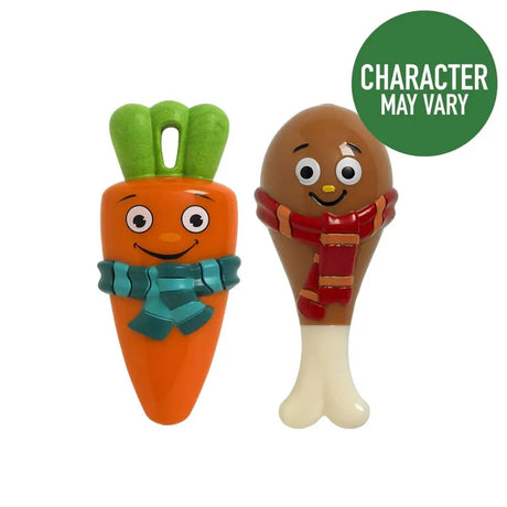 Orange carrot and brown turkey drumstick toys with scarves from good boy festivey food collection