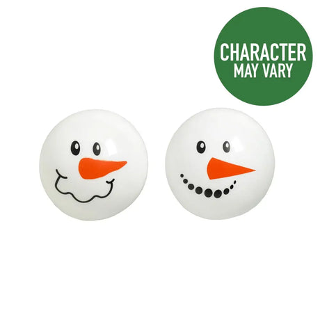 White spherical boy snowman faceball beads with orange carrot noses and black facial features for snowman faceball fun