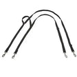 Black dual dog leash set with silver clasps and adjustable straps perfect for young riders using grass reins and poll strap