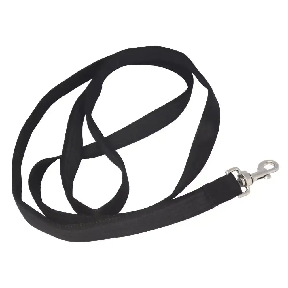 Black gripper lead with 25mm soft webbing and silver metal clasp featuring a comfortable loop handle