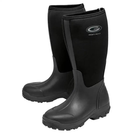 Black grubs frostline rubber boots with neoprene upper and cruze frostline 5.0 logo for waterproof use