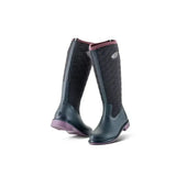 Dark green quilted grubs skyline boots with purple trim and sole perfect for country style riding footwear