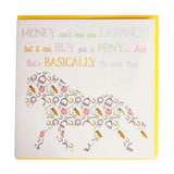 Gubblecote beautiful greetings card with a horse silhouette of colorful equestrian icons from the whimsy range