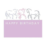 Minimalist lavender gubblecote beautiful birthday card with delicate gray and pink horses from the whimsy range original designs