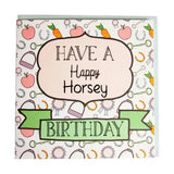 A charming gubblecote beautiful greetings card with original horse-themed design in pink and orange from the whimsy range