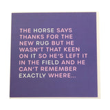 Gubblecote Foiled Greetings Card Thanks For The New Rug Horsey Greeting Cards