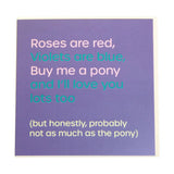 Gubblecote Humourous Greetings Card Roses Are Red Gift Cards Barnstaple Equestrian Supplies