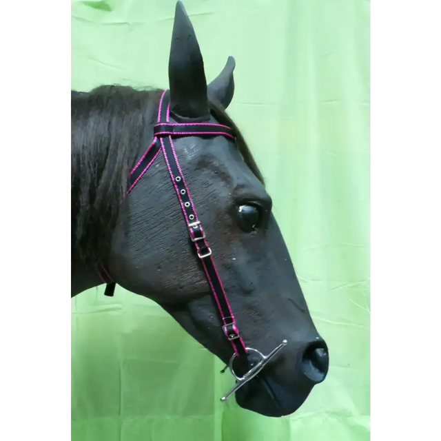 Half Bridle - Standard Bridle, No Noseband Navy/Red Mini 