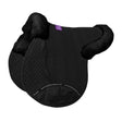 Black half lined gp numnah with plush fleece edges and quilted panel designed for clear spine and high wither gp use