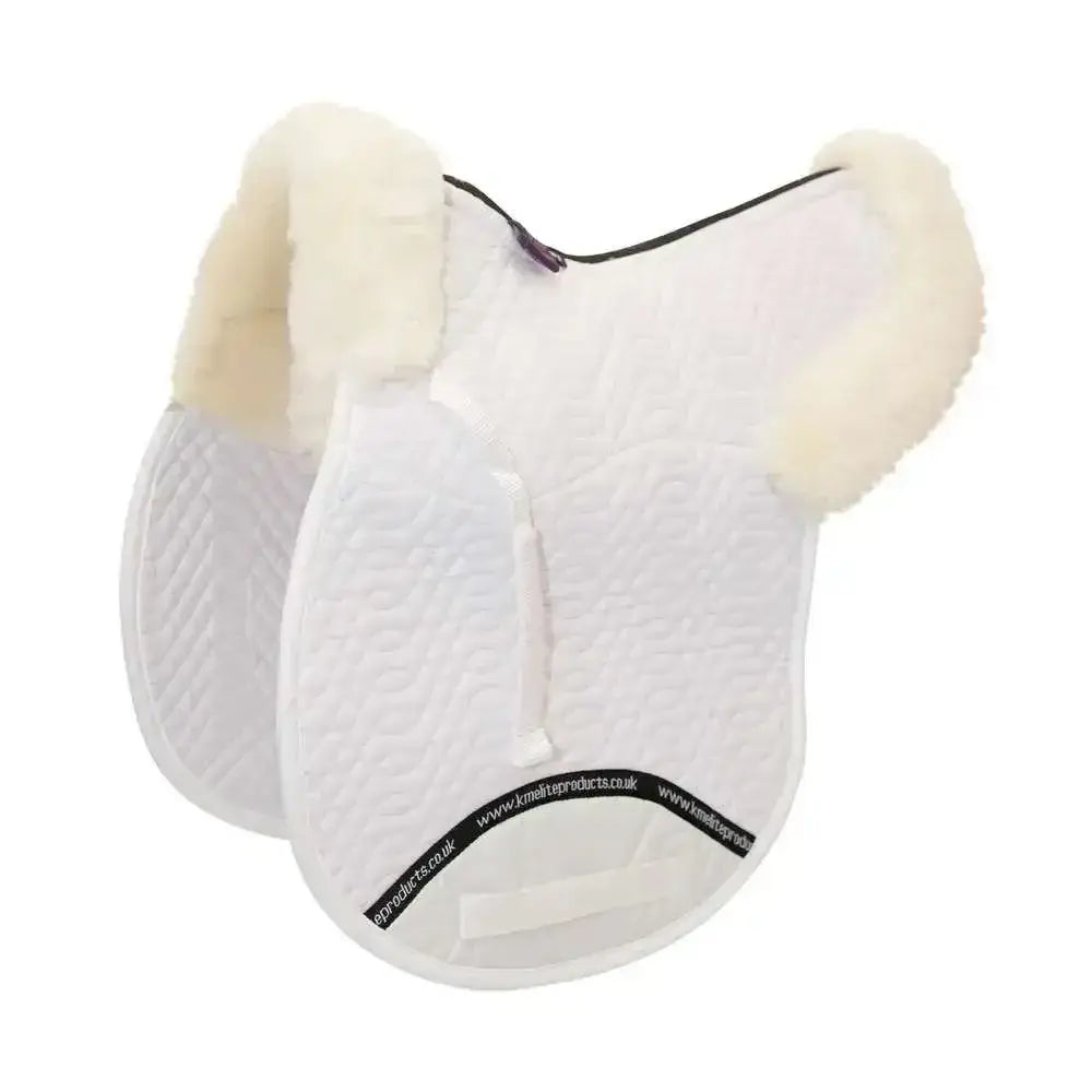 White half lined gp numnah with cream fleece trim quilted texture and clear spine allows movement for high wither