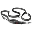 Black halti anatomy multi lead grey dog leash with reflective gray stripes and metal hardware for safety and control