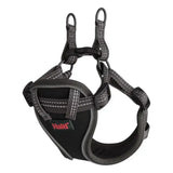 Black haki halti anatomy puppy harness with gray reflective webbing and adjustable straps for secure fit