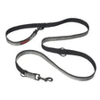 Black halti double ended lead with reflective silver stripes and metal hardware for great versatility walking dogs