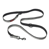 Black halti double ended lead with reflective silver stripes and metal hardware for great versatility walking dogs